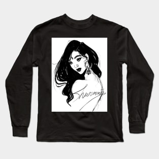 black and white Long Sleeve T-Shirt